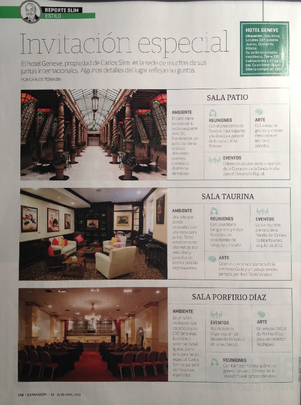 Un recorrido por los salones del hotel Géneve,de la Zona Rosa.